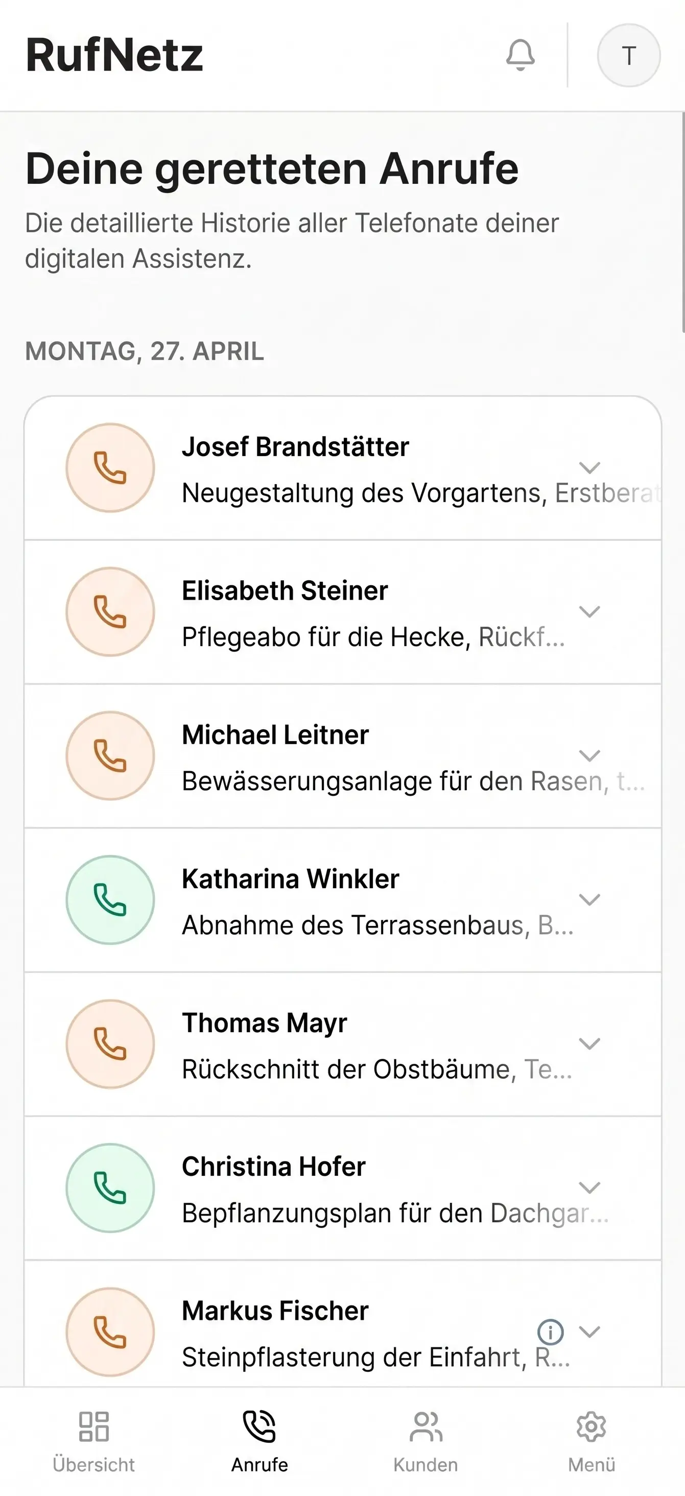 RufNetz Anrufliste — Detaillierte Historie aller Telefonate